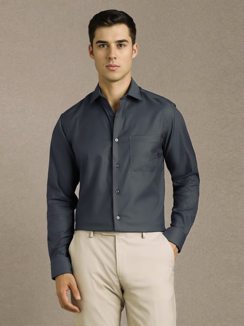 Louis Philippe Grey Regular Fit Shirt-picture-11