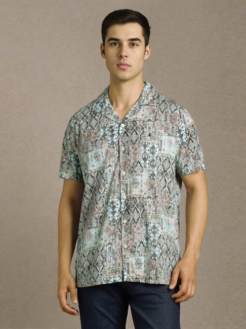 Louis Philippe Blue Slim Fit Printed Shirt-picture-34