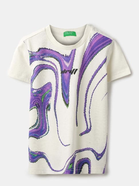 United Colors Of Benetton Off White Cotton Regular Fit Printed T-Shirt-picture-25