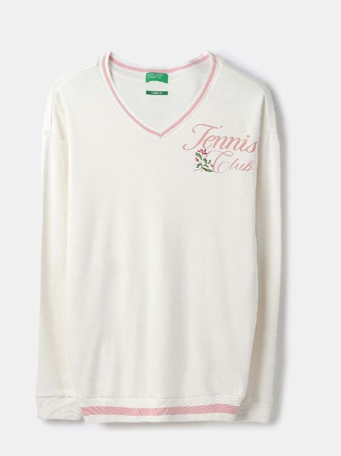 United Colors Of Benetton Off White Cotton Regular Fit Printed Sweatshirt-picture-45