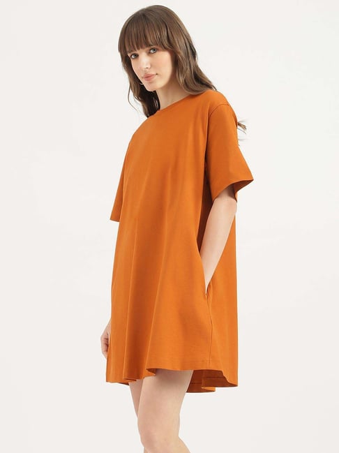 strapless open back dress Orange Mini Dress S