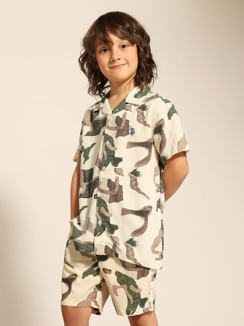 Buy Polo Boys Cream Printed Shirt Online Tata CLiQ