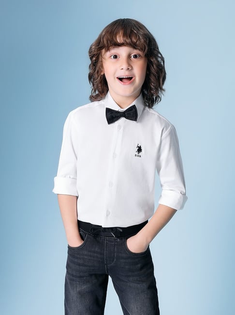 U.S. Polo Assn. Boys White Cotton Shirt