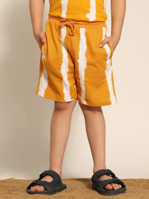 U.S. Polo Assn. Boys Yellow Cotton Striped Shorts
