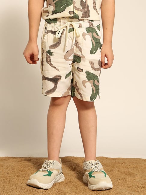 U.S. Polo Assn. Boys Cream Printed Shorts