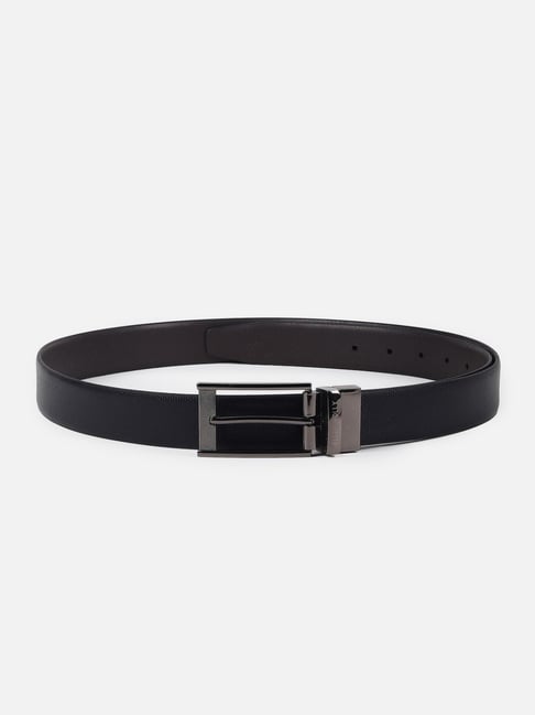 Allen Solly Black Textured Leather Reversible Formal Belt