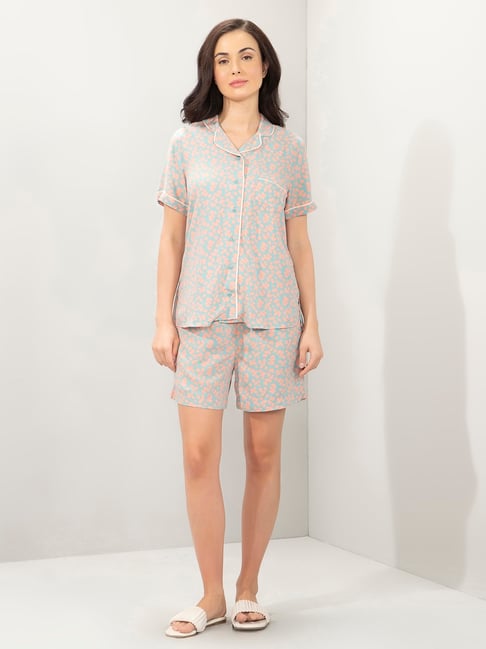 Amante Peach Relaxed Fit Printed Shirt And Shorts-picture-27