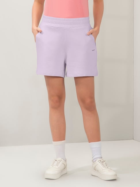Amante Lavender Relaxed Fit Solid Shorts-image-6
