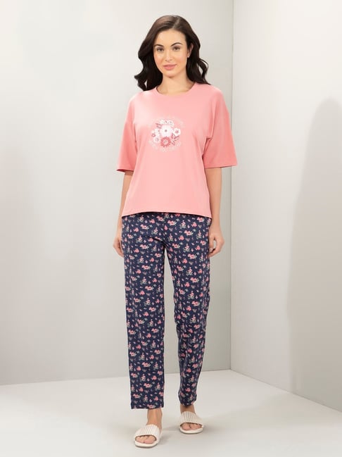 Amante Pink Relaxed Fit Graphic T-Shirt, Pyjamas-picture-28