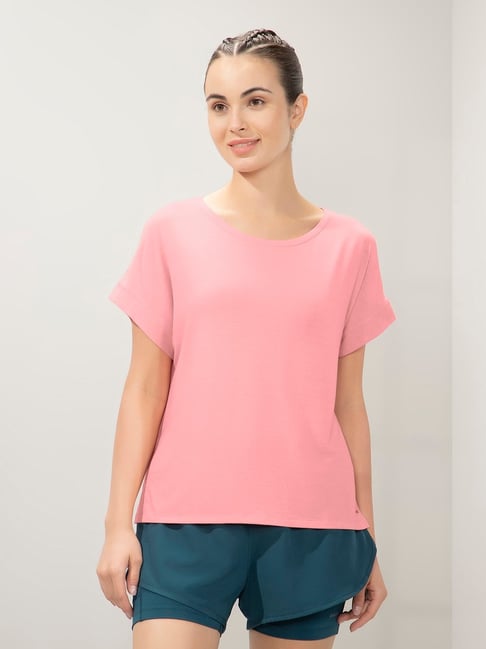 Amante Pink Relaxed Fit Solid T-Shirt-picture-37