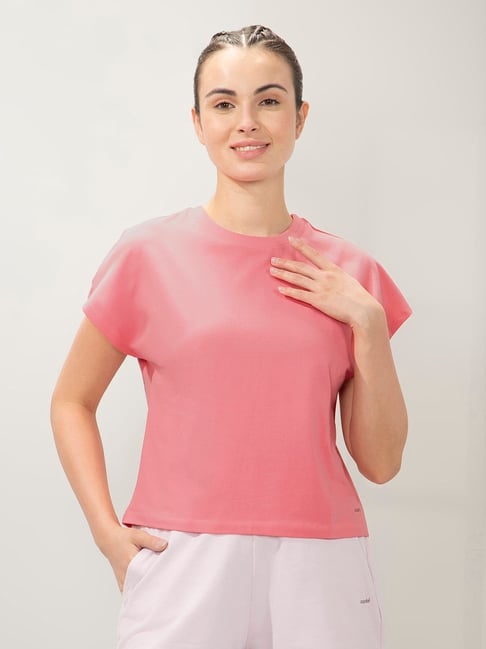 Amante Pink Relaxed Fit Solid Crop T-Shirt-picture-33