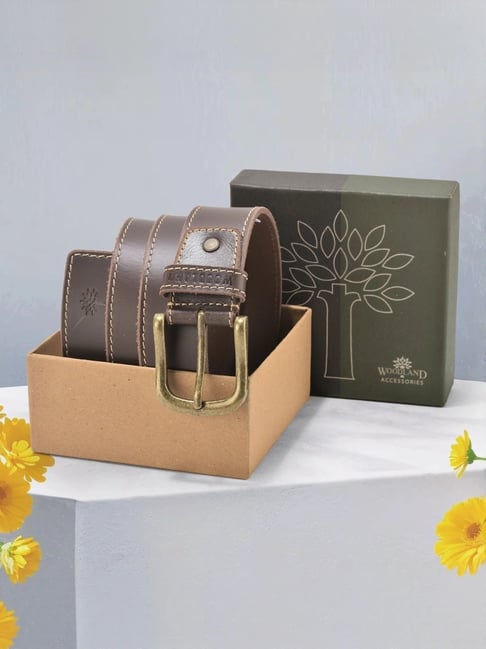 Woodland Brown Leather Casual Belt for Men