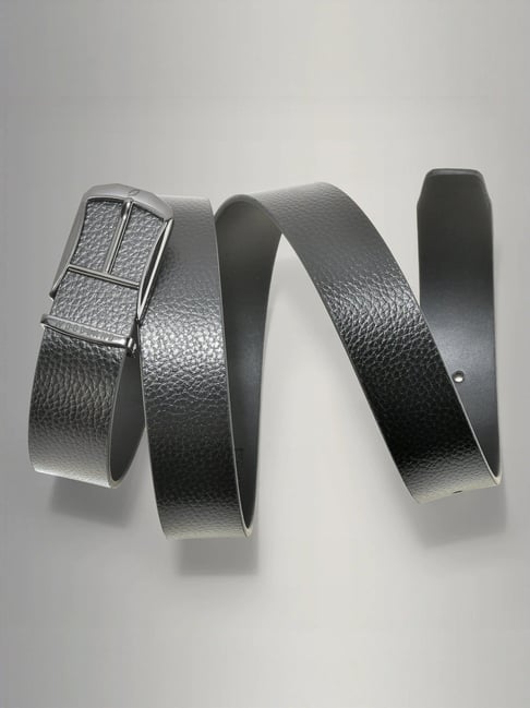 Woodland Black Leather Casual Belt for Men