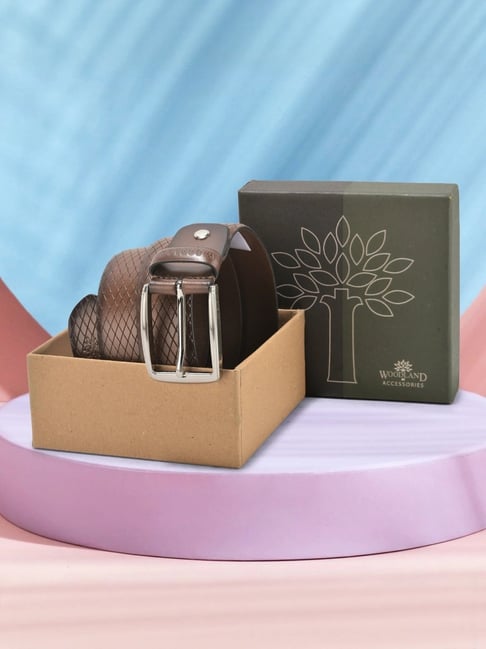 Woodland Tan Textured Leather Casual Belt for Men