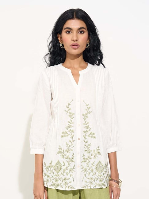 Akkriti By Pantaloons Snow White Regular Fit Embroidered Tunic-picture-35