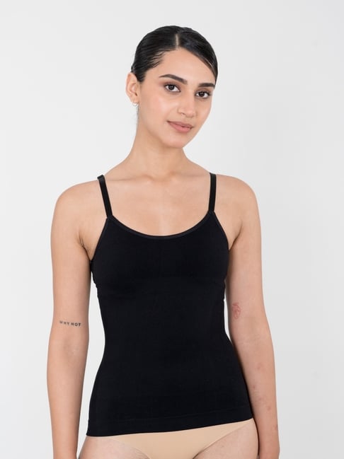 Shapercult Black Cotton Polyblend Solid Camisole