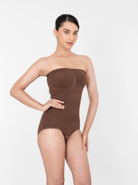 Shapercult Brown Cotton Polyblend Solid Body Shaper