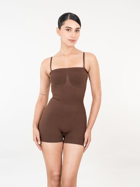 Shapercult Brown Cotton Polyblend Solid Body Shaper