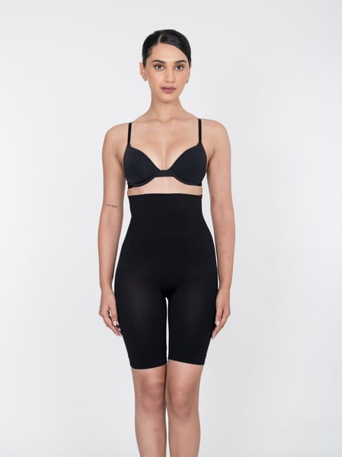 Shapercult Black Cotton Polyblend Solid Shapewear