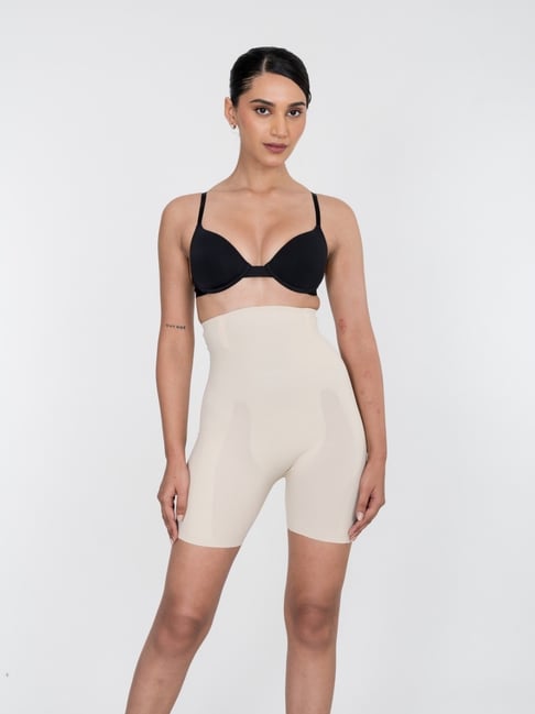 Shapercult Beige Cotton Polyblend Solid Shapewear
