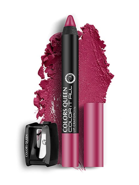 Colors Queen Color It All Lip Crayon Lipstick with Sharpener 08 Plum Pick - 3.5 gm