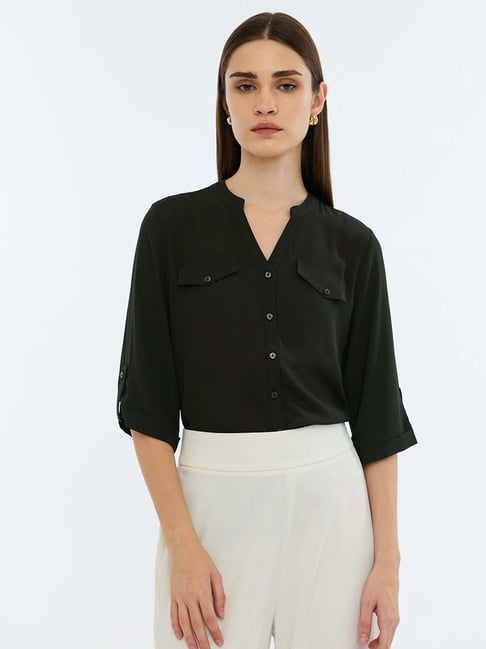 Cover Story Green Regular Fit Shirt