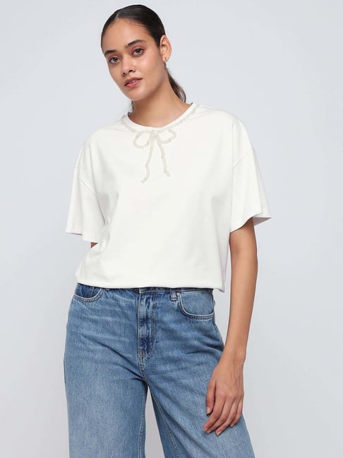 Cover Story White Cotton Regular Fit T-Shirt-picture-29