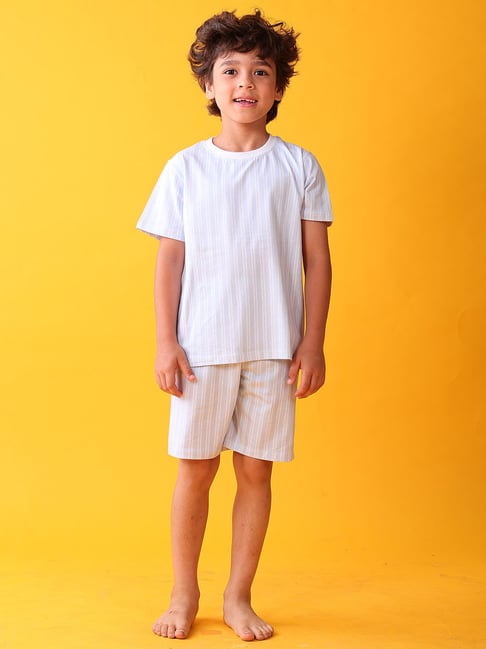 Anthrilo Boys Blue Cotton Regular Fit Printed Night Suit