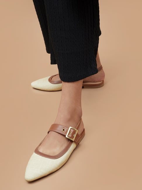 Code by Lifestyle Women's Cream Sling Back Sandals