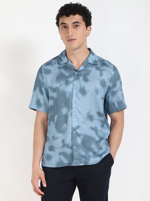 calvin klein jeans blue tie - dye regular fit shirt