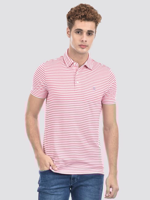 IZOD Pink Slim Fit Striped Polo T-Shirt