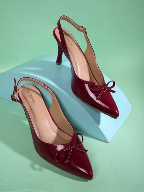 Mozafia Women's Maroon Back Strap Sandals-picture-45