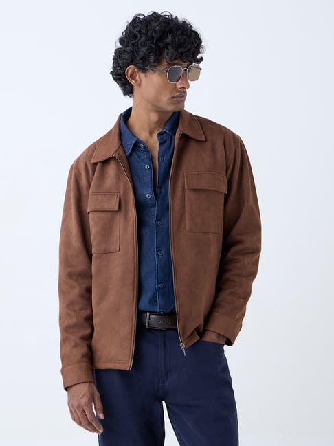 Ascot by Westside Tan Relaxed-Fit Suede Jacket-picture-22