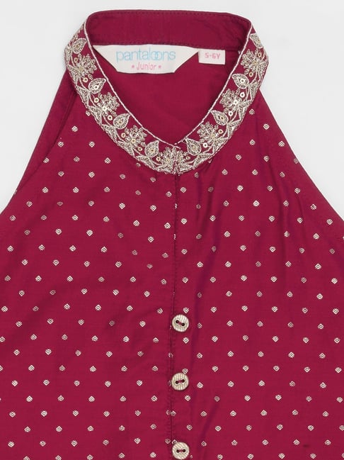 Akkriti by Pantaloons Girls Rose Red Printed Suit Set