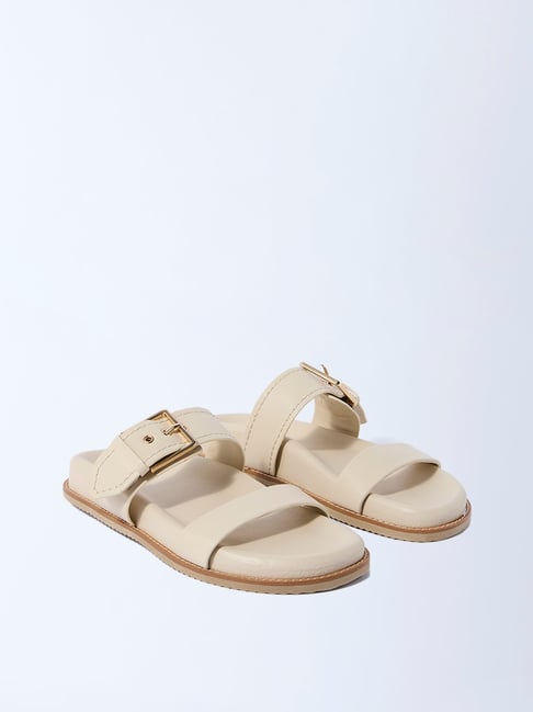 LUNA BLU by Westside Ivory Dual-Strap Slip-On Sandals