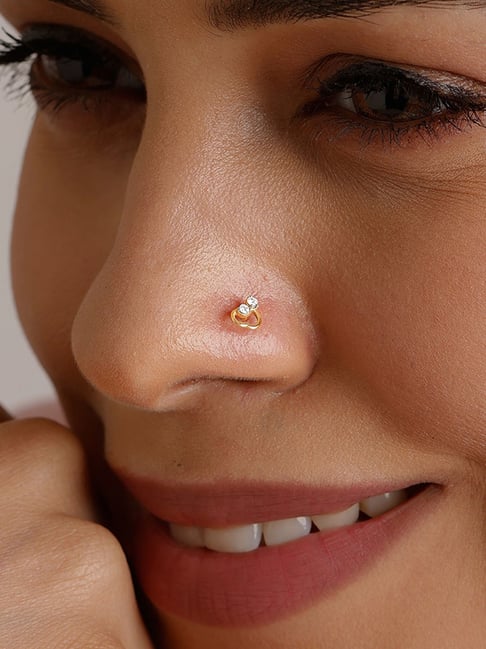 Buy Mia by Tanishq 14k (585) Yellow Gold Diamond Nosepin for Women