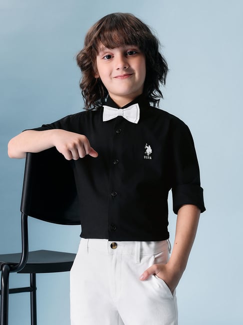 U.S. Polo Assn. Boys Black Cotton Shirt