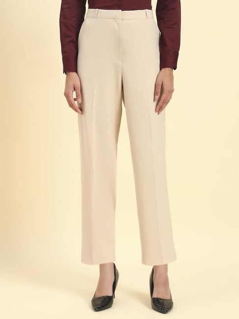 Cantabil Beige Solid Trousers