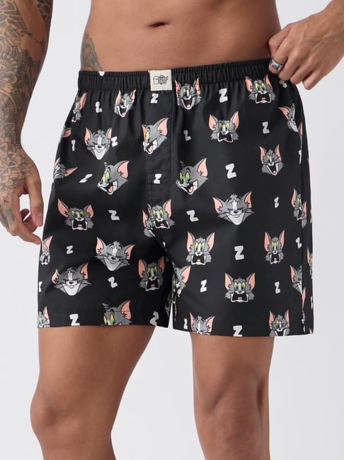 The Souled Store Black Cotton Printed Shorts-picture-31