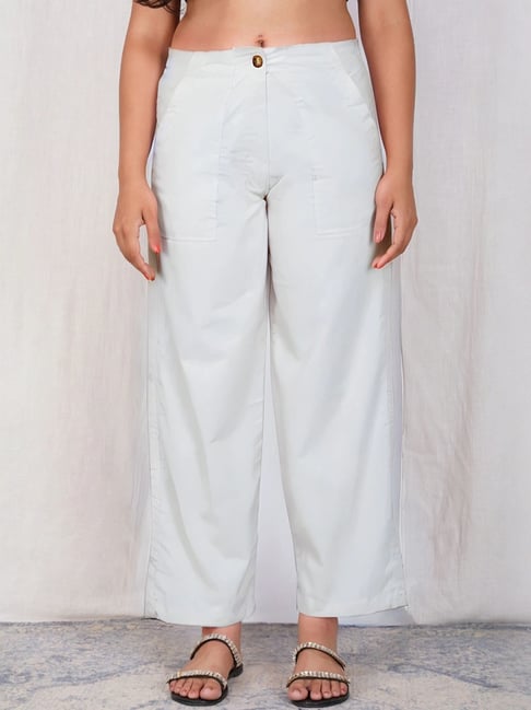 Zuri White Mid Rise Comfort Fit Flat Front Trouser-picture-43