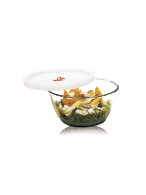 SignoraWare Clear Glass Borosilicate Mixing Bowl with Lid & Steam release Knob (500 ml)