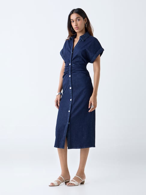 westside denim dress Buy LOV Dark Blue Denim A-Line Dress from Westside