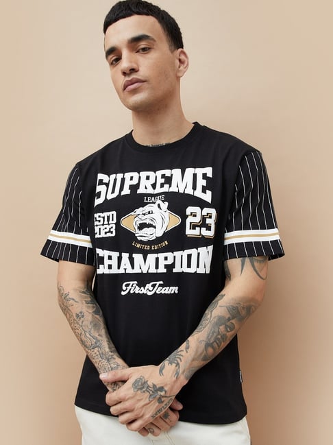 Fame Forever By Lifestyle Black Cotton Relaxed Fit Printed T-Shirt-picture-32