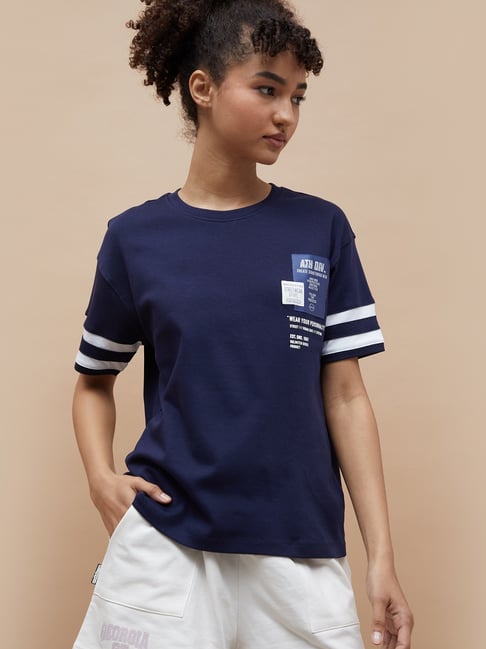 Kappa Navy Cotton Regular Fit Printed Sports T-Shirt-picture-17