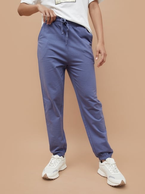 Fame Forever By Lifestyle Mid Blue Cotton Regular Fit Joggers-picture-27