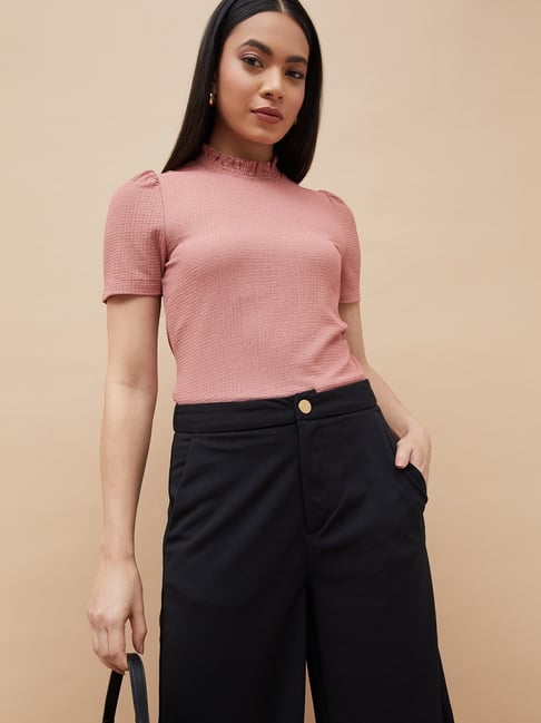 Code By Lifestyle Pink Regular Fit Textured Top-picture-30