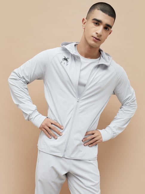 Kappa Light Grey Regular Fit Sports Hoodie-picture-11