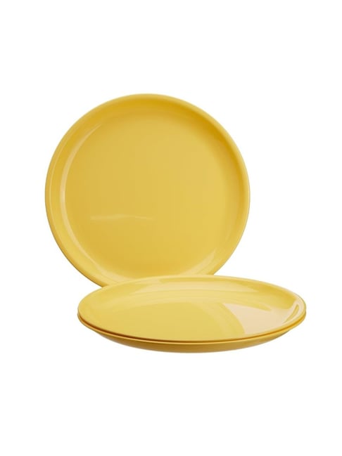 SignoraWare Yellow Plastic Full Round Plates - Set of 3