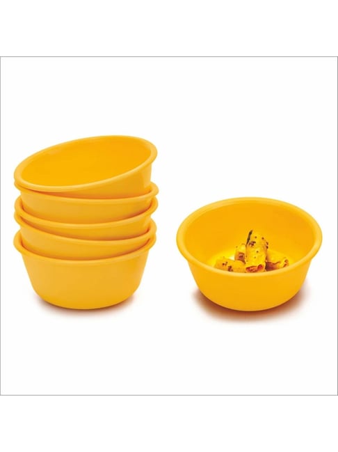 SignoraWare Yellow Plastic Katori - Set of 6 (220 ml Each)