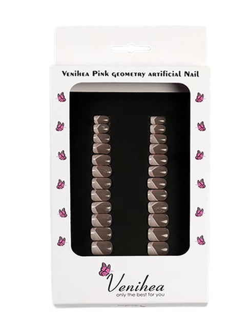 Venihea Pink Geometry Artificial Nails - Set of 24